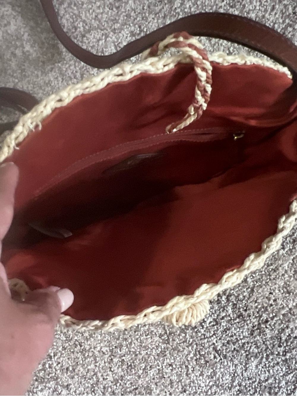Fossil Round Crossbody in Cream and Rust/Brown - Picture 5 of 5